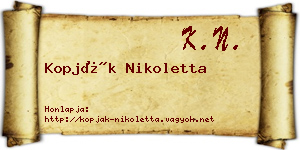 Kopják Nikoletta névjegykártya