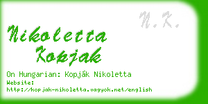 nikoletta kopjak business card