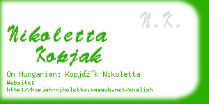 nikoletta kopjak business card